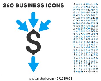 Combine Payments icon within 260 vector business pictogram set. Style is bicolor flat symbols, light blue and gray colors, white background.