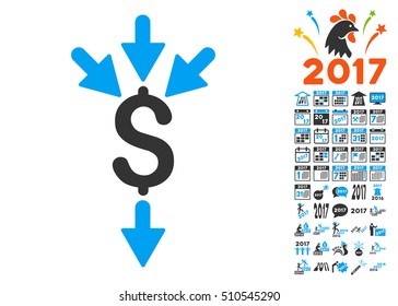 Combine Payments pictograph with bonus 2017 new year icon set. Vector illustration style is flat iconic symbols,modern colors.