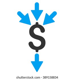 Combine Payments vector icon. Style is bicolor flat symbol, blue and gray colors, white background.