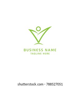Combine People and Leaf Icon for Healthcare Logo Design
