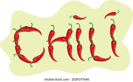 COMBINE SOME CHILI PEPPER MAKE TEXT VECTOR ILLUSTRATION