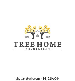 Combine tree and home logo design