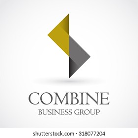 Combine of triangles group abstract vector logo design template business connection and support icon company identity symbol concept