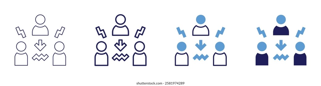 Combined collaboration icon in 4 different styles. Thin Line, Line, Bold Line, Duotone. Duotone style. Editable stroke.