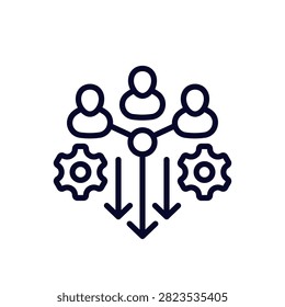 combined effort line icon, team cooperation vector