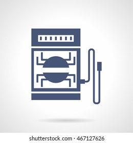 Combined electric multimeter for measurement of current, voltage, resistance and technical diagnostics. Blue glyph vector icon.