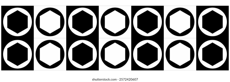 Combined forms of circles, hexagons and simple square, pattern design.
