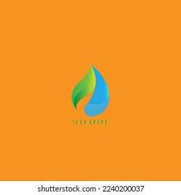 a combined leaf and water drop logo design, a leaf and water drop logo suitable for brand and company logos