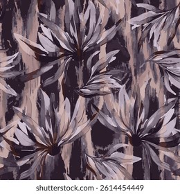 Combined leaf-like shapes in shades of purple, brown and beige