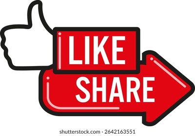 combined like and share icon for social networks and content creators. Modern and casual style