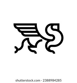 the combined lines form a winged lion logo vector