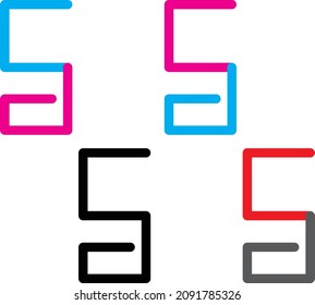 Combined Logo of Alphabet Letter S and D in color Pink Blue Red Gray and Black