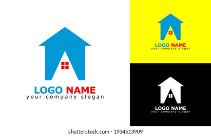 logotipo combinado entre la letra A y el objeto de la casa. con un diseño moderno. adecuado para logotipos, logotipos y comunidades de la empresa.