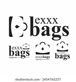 a combined logo of the letter "E" and a bag, suitable for use in women's or men's bag shops