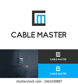 the combined logo template letters c and m, using blue and black colors as used by legal, electronic, hotel, apartment, security companies and industrial
