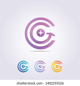 a combined logo template of two letters C with direction marks for your business and brand.
