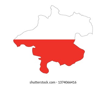 Combined Map and Flag of the Austrian State of Upper Austria
