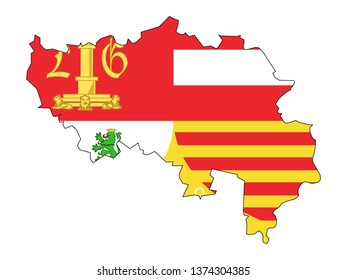 Combined Map and Flag of Belgian Province of Liege