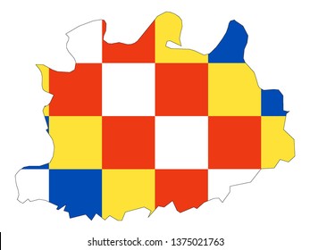 Combined Map and Flag of Belgian Province of Antwerp