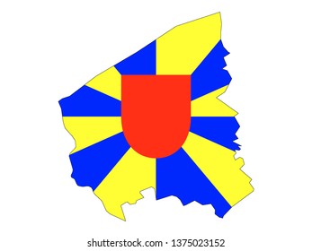 Combined Map and Flag of Belgian Province of West Flanders