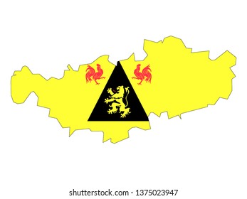 Combined Map and Flag of Belgian Province of Walloon Brabant