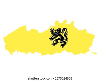 Combined Map and Flag of Belgian Region of Flanders