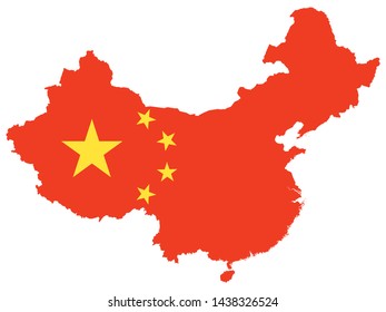 Combined Map and Flag of China