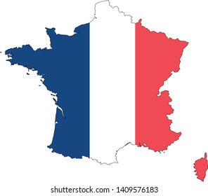 Combined Map and Flag of France