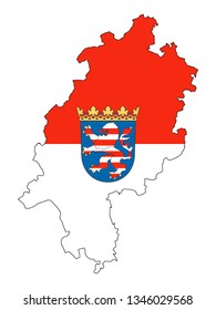 Combined Map and Flag of the German State of Hesse