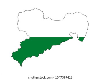 Combined Map and Flag of the German State of Saxony