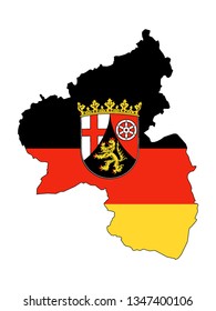 Combined Map and Flag of the German State of Rhineland-Palatinate