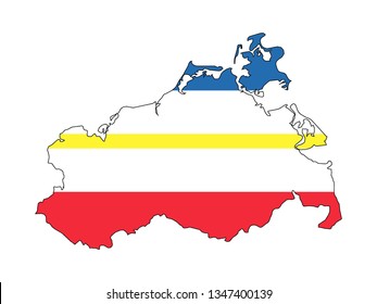 Combined Map and Flag of the German State of Mecklenburg-Vorpommern