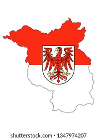 Combined Map and Flag of the German State of Brandenburg