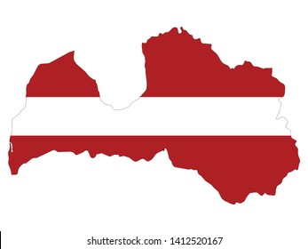 Combined Map and Flag of Latvia