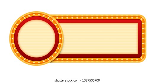 Combined marquee sign board for announcements. Banner for theater or cinema ads. Marquee signage in vintage style. White or transparent background.