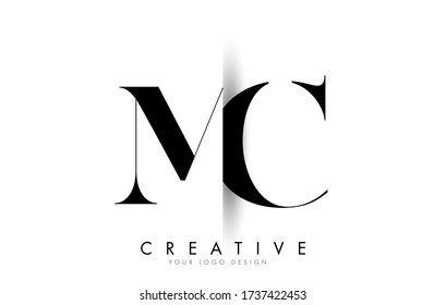 Combined MC M C Letter Logo Design with Creative Shadow Cut Vector Illustration Design. Creative icon with M and C letters.