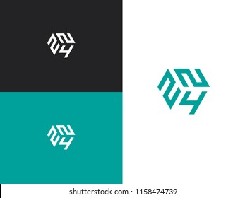 Combined number 224, vector element of the icon template. Set of numbers can be used as a birthday or as a sports number for competitions. Simple creative geometric sign. Emblem for your design.