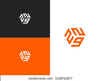 Combined number 229, vector element of the icon template. Set of numbers can be used as a birthday or as a sports number for competitions. Simple creative geometric sign. Emblem for your design.