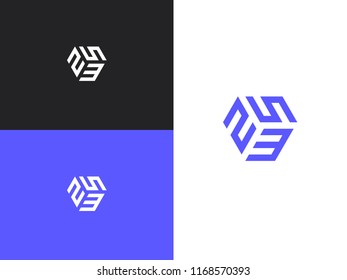 Combined number 253, vector element of the icon template. Set of numbers can be used as a city birthday or as a sports number for competitions. Simple creative geometric sign. Emblem for your design.