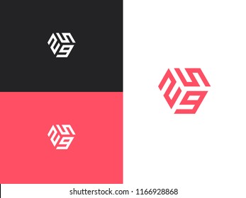 Combined number 259, vector element of the icon template. Set of numbers can be used as a city birthday or as a sports number for competitions. Simple creative geometric sign. Emblem for your design.