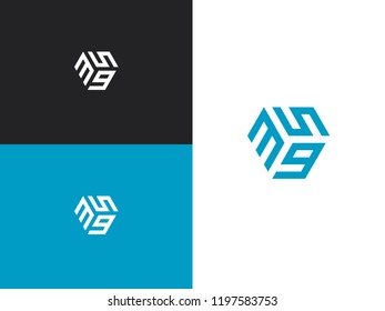 Combined number 359, vector element of the icon template. Set of numbers can be used as a city birthday or as a sports number for competitions. Simple creative geometric sign. Emblem for your design.