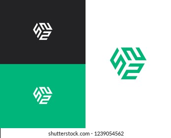 Combined number 522, vector element of the icon template. Set of numbers can be used as a city birthday or as a sports number for competitions. Simple creative geometric sign. Emblem for your design.