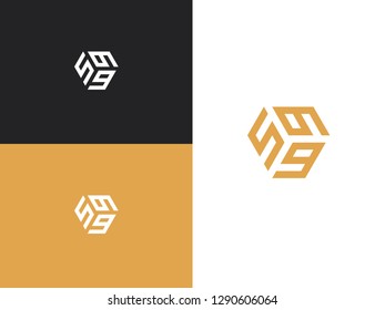 Combined number 599, vector element of the icon template. Set of numbers can be used as a city birthday or as a sports number for competitions. Simple creative geometric sign. Emblem for your design.