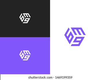Combined number 639, vector element of the icon template. Set of numbers can be used as a city birthday or as a sports number for competitions. Simple creative geometric sign. Emblem for your design.