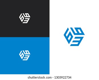 Combined number 663, vector element of the icon template. Set of numbers can be used as a city birthday or as a sports number for competitions. Simple creative geometric sign. Emblem for your design.