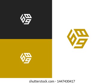 Combined number 689, vector element of the icon template. Set of numbers can be used as a city birthday or as a sports number for competitions. Simple creative geometric sign. Emblem for your design.