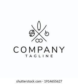 Combined object logo design with simple monoline style.