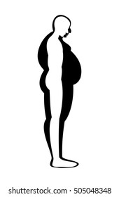 combined silhouettes, thick and thin man, isolated on white background
