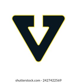 combined triangle with directional arrow logo, Logo Combined letter V and directional arrow
