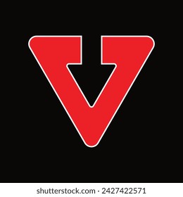 combined triangle with directional arrow logo, Logo Combined letter V and directional arrow